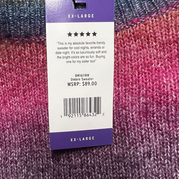 NEW Steve Madden BB Dakota Sweater Women's Size XXL 2XL Ombre Stripes NWT - Picture 3 of 8
